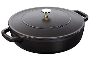Nồi gang Staub Braiser Chistera Lid 28cm - Màu đen, sản xuất tại Pháp, dùng để ninh hầm thực phẩm